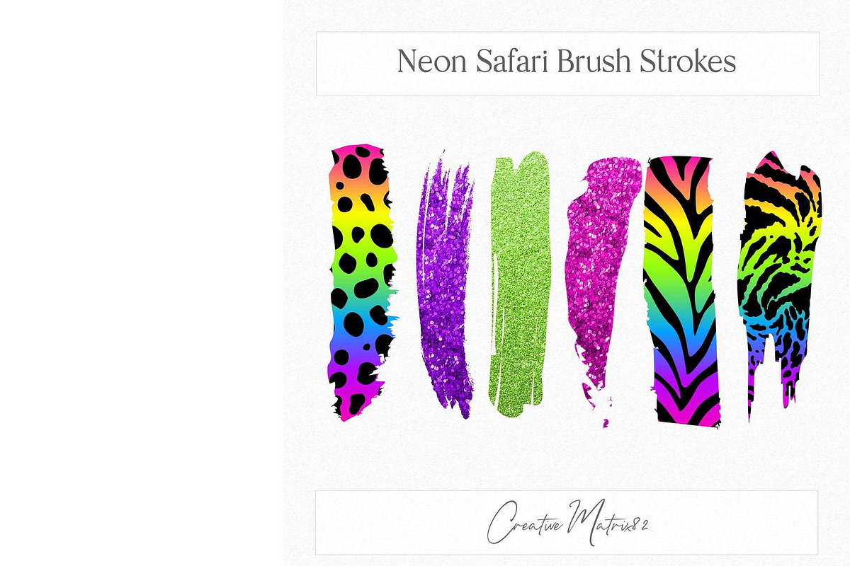 Neon Safari Brush Strokes Clipart, an Animal Illustration by Creative Matrix82 (Photo 5 of 5)