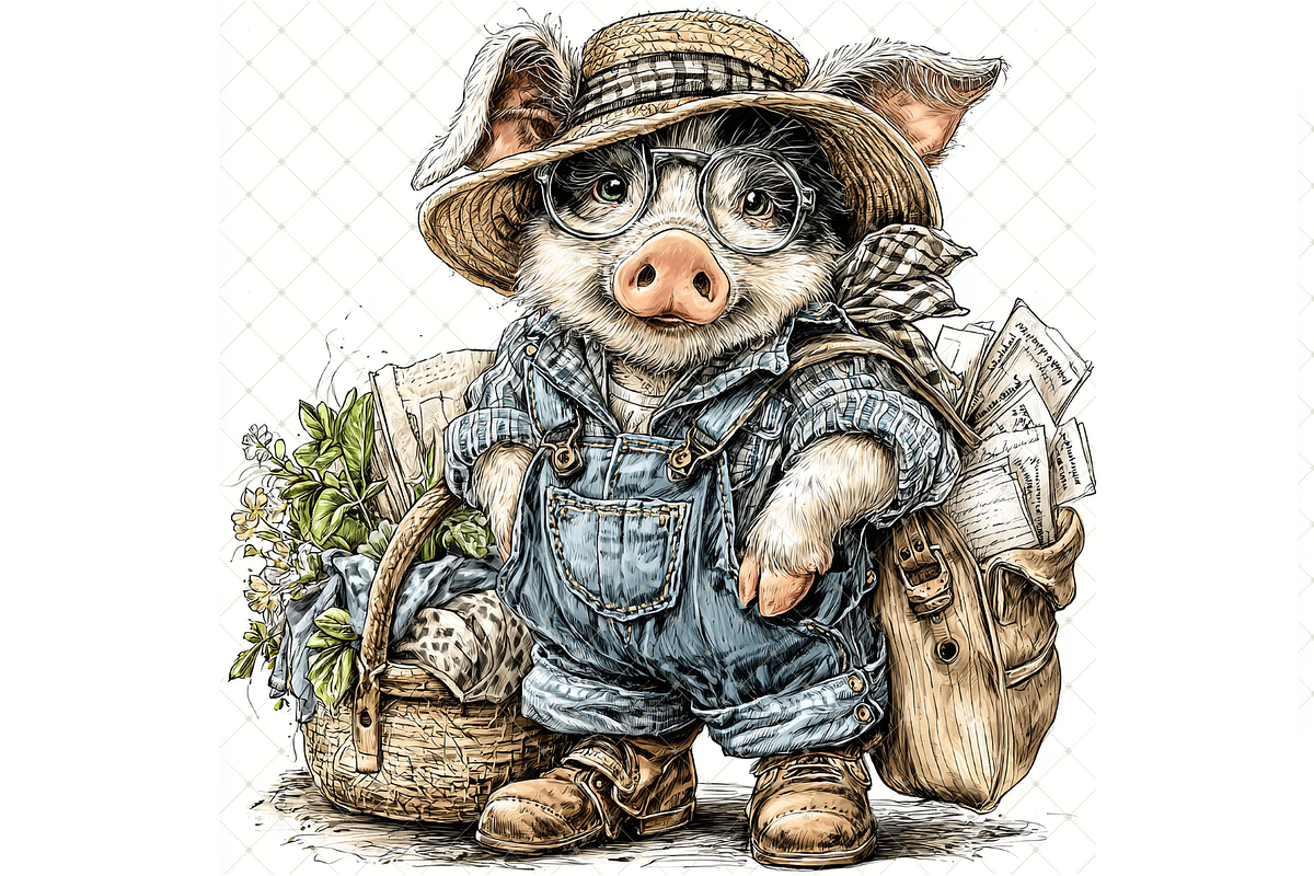 Piglet In Outfit Clipart JPG, an Animal Illustration by Memories By Lea (Photo 11 of 20)