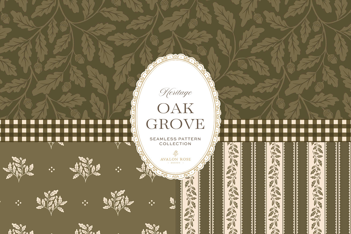 Oak & Acorn Autumn Patterns - Olive, a Pattern Graphic by Eclectic Anthology (Photo 2 of 13)