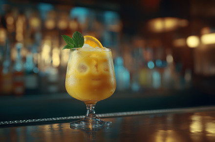 A vibrant tropical cocktail is displ, a Photo by Tanuart
