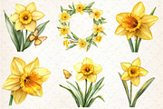 Daffodil Flower Bloom Clipart, an Illustration by Rose Art (Thumbnail 4 of 6)