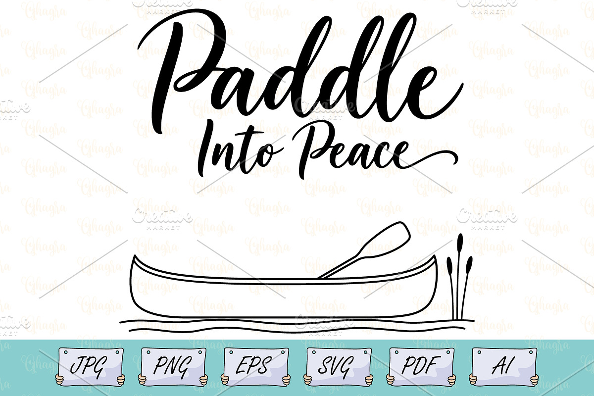 Paddle Into Peace Canoe Line Art, an Object Illustration by Ghagra (Photo 1 of 6)