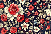 Red White and Blue Floral Background, a Decorative Illustration by Sharon Schwalbe (Thumbnail 5 of 6)