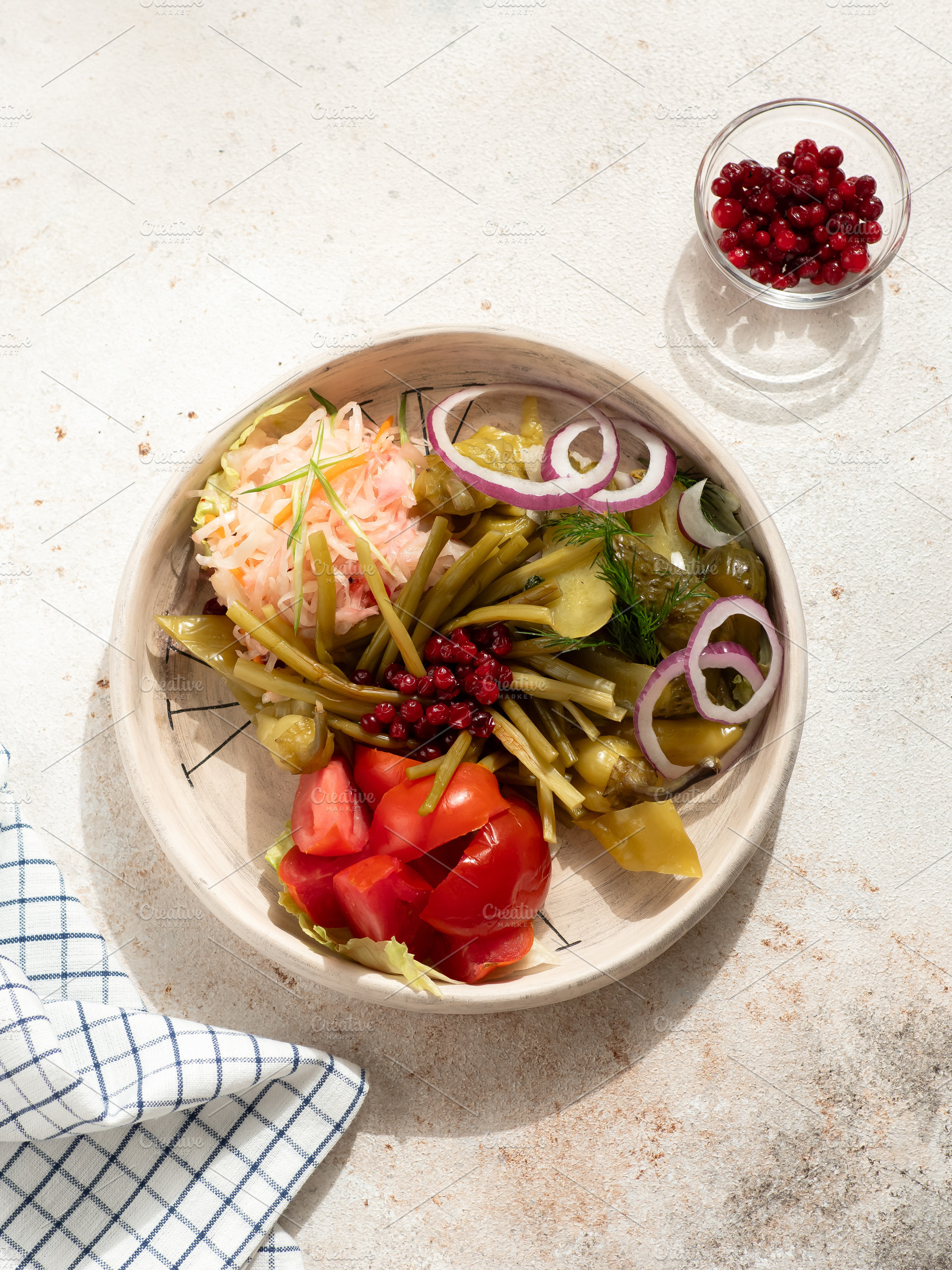 Assorted Pickled Vegetables Served o, a Food & Drink Photo by Fascinadora