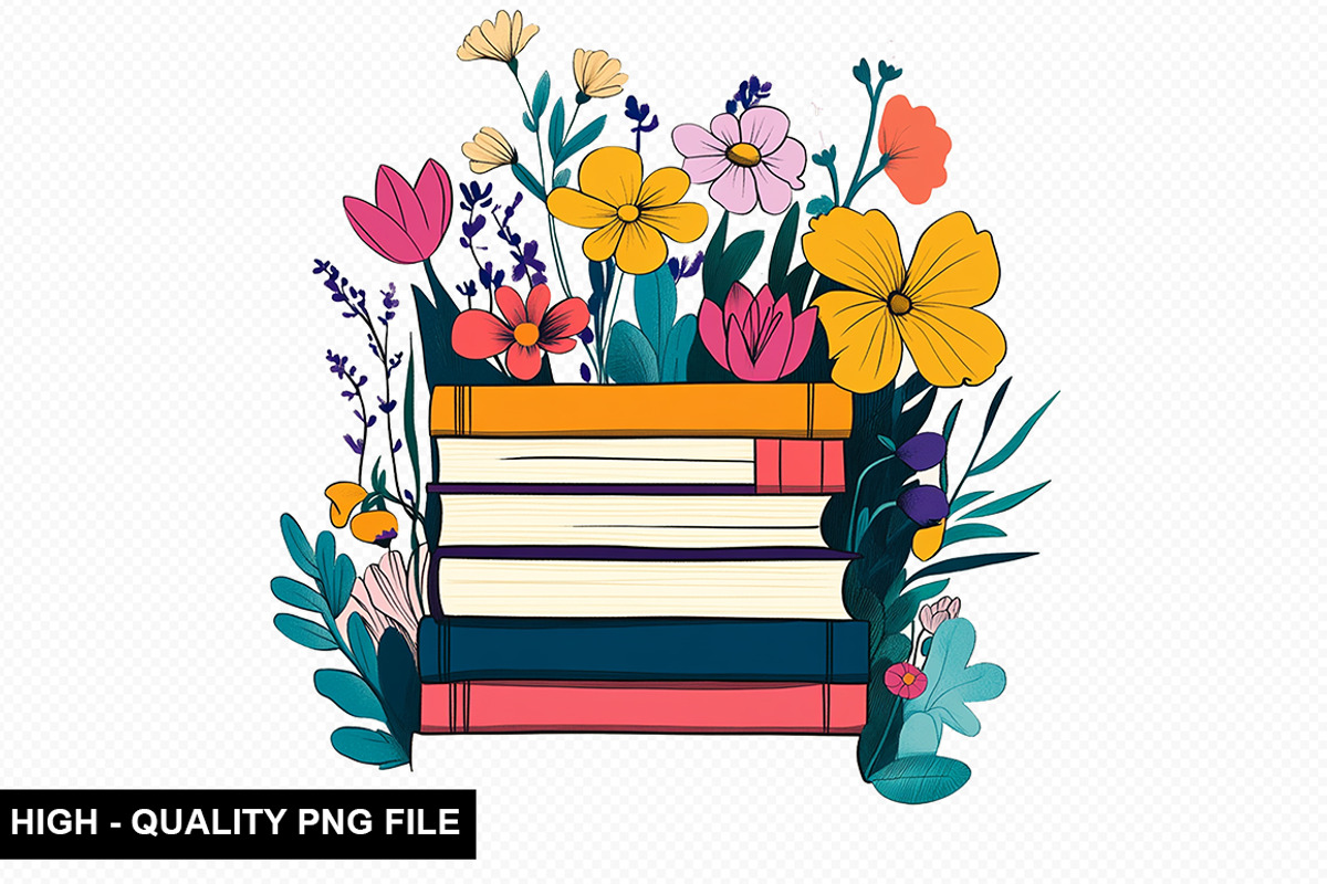 Watercolor Floral Books Clipart Bund, a Graphic by crative8112 (Photo 6 of 11)