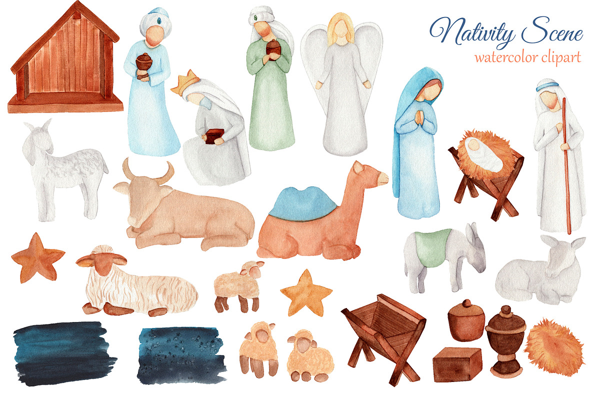 Watercolor Nativity Christmas, an Illustration by s.yanyeva (Photo 2 of 5)