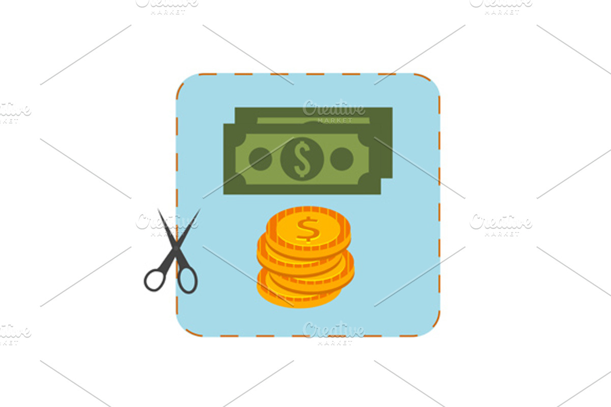 Icon of coupon cutout with money