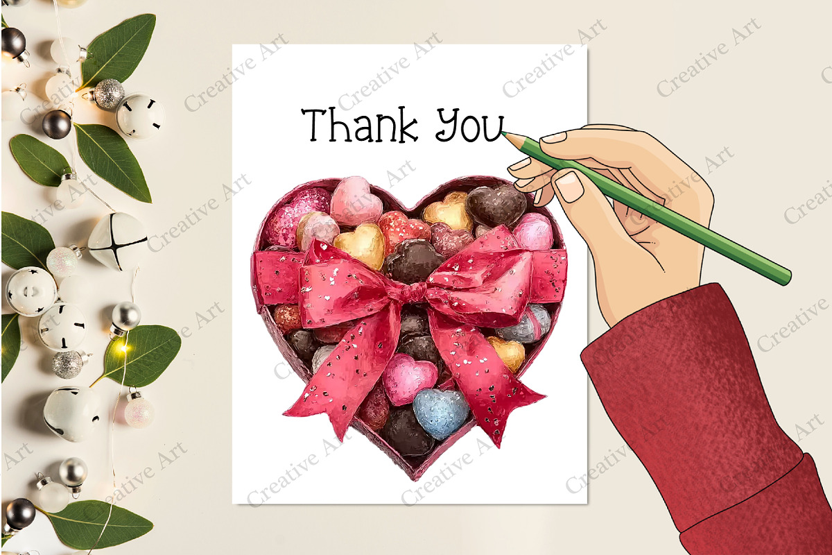 Watercolor Valentine Gift Clipart, an Illustration by Creative Art (Photo 7 of 9)