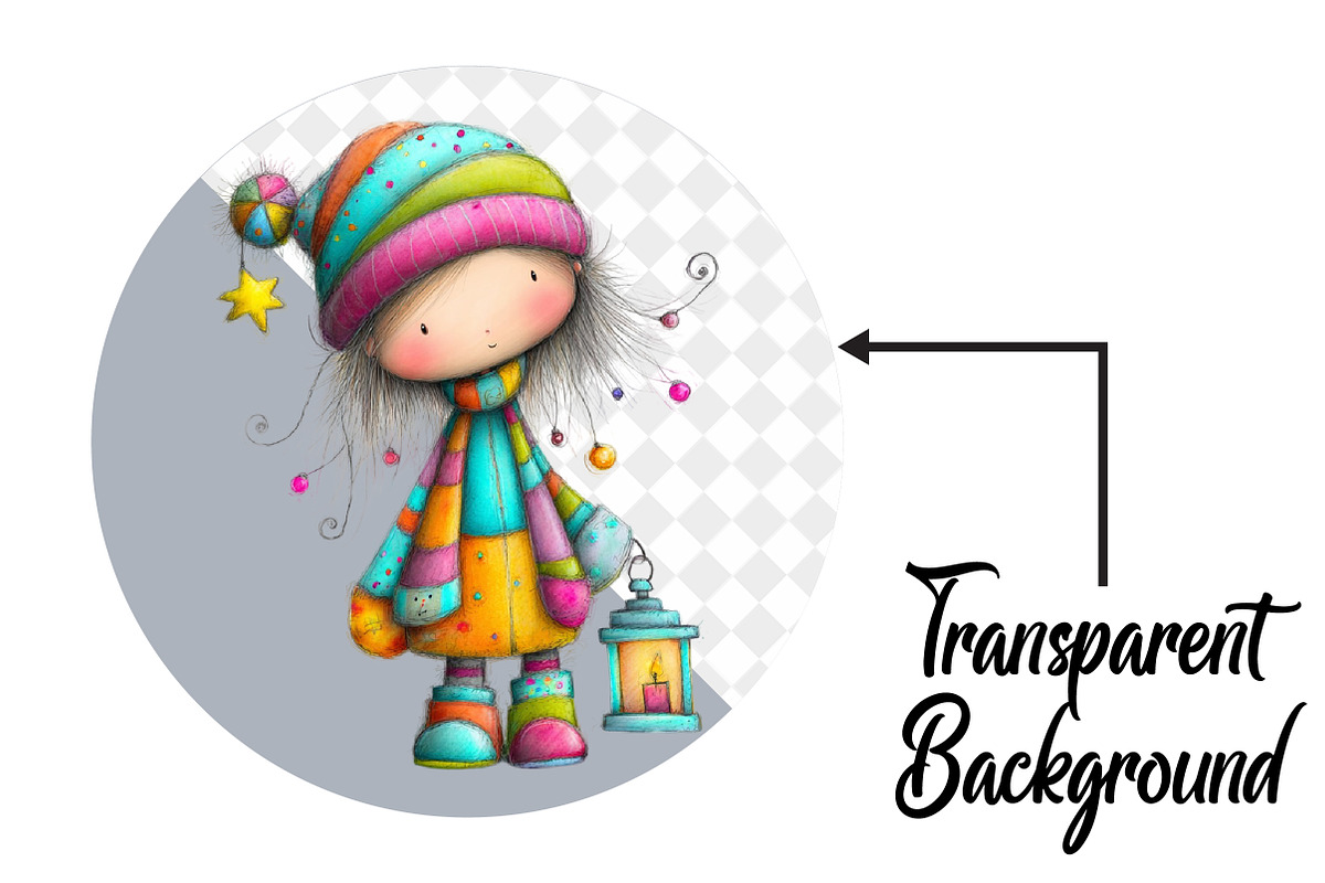 Whimsical Cute Christmas Girl PNG, an Illustration by Pixels.Craft (Photo 2 of 6)