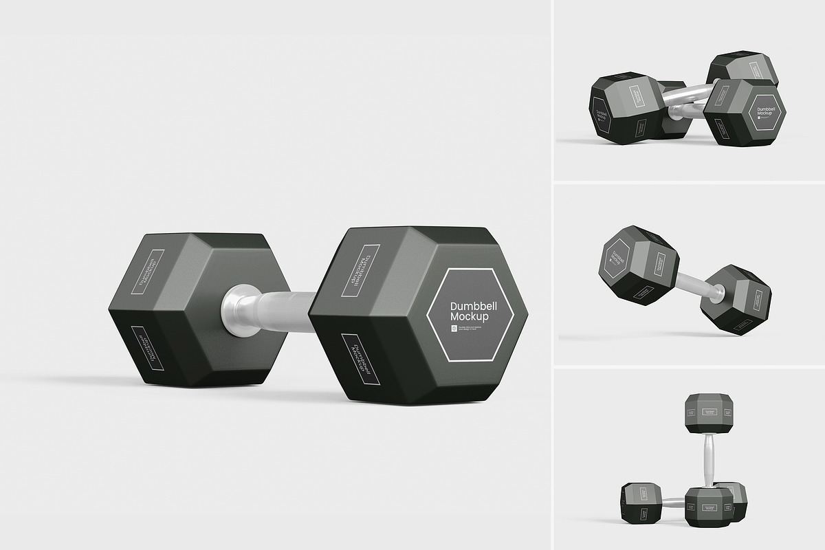 Metallic Gym Dumbbell Mockup, an Advertising Mockup by tiyasprabawa (Photo 1 of 5)