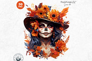 La Catrina Day of the Dead Clipart, a Person Illustration by ThatsDesignArt (Thumbnail 10 of 10)