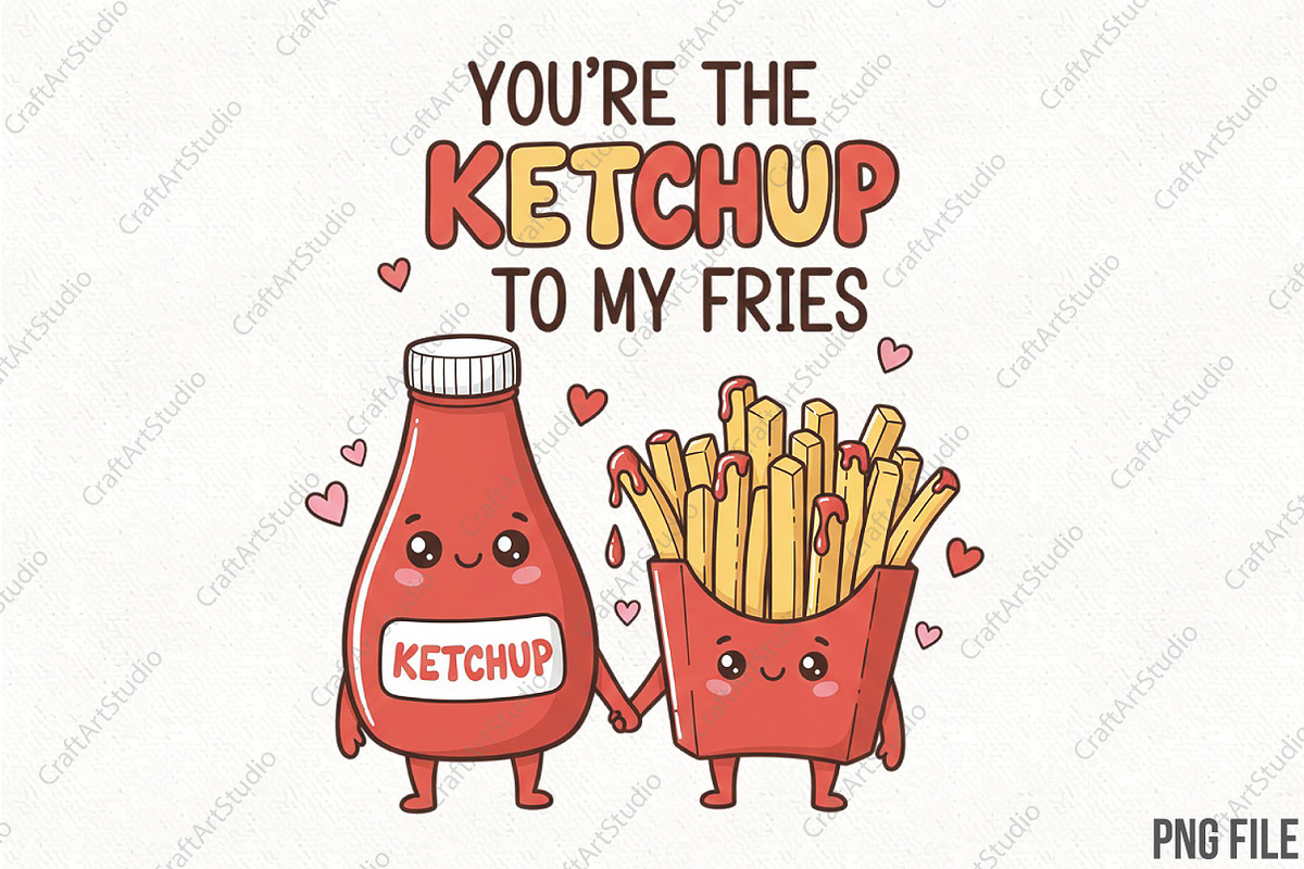 Ketchup to My Fries Funny Valentine, an Illustration by CraftArtStudio (Photo 1 of 4)