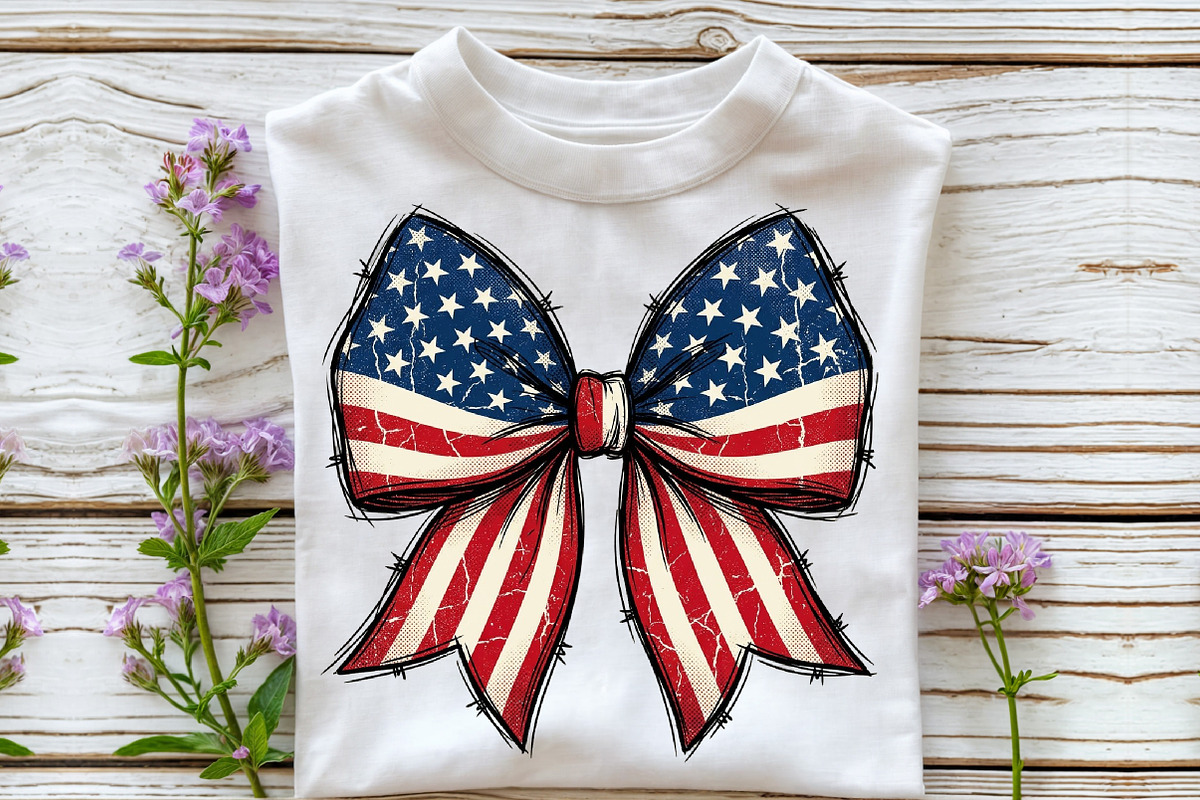 Retro USA Flag Bow PNG, a Seasonal Illustration by Sublimation Artist (Photo 3 of 9)