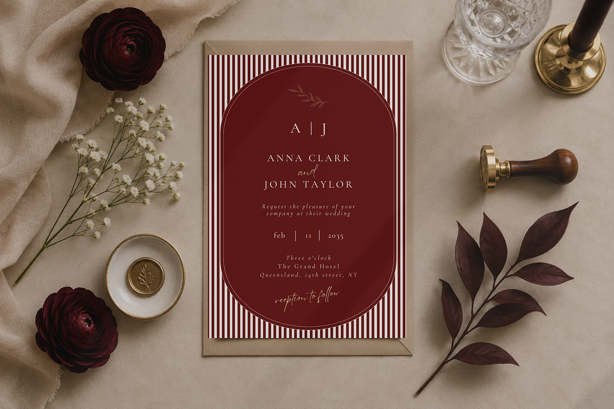 Luxury Burgundy Wedding Canva Bundle, a Stationery Template by Matisse Studio (Photo 4 of 9)