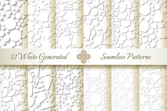 12 Seamless Generated White Patterns