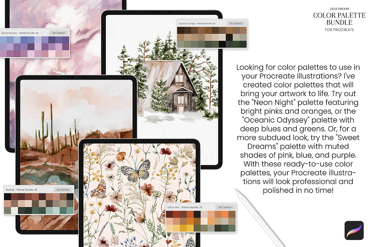 Color Palette Bundle for Procreate, a Palette Add-On by Julia Dreams (Photo 2 of 8)