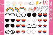 200 Retro Clipart & Cut Files,Hippie, an Object Graphic by Doodle Cloud Studio (Thumbnail 3 of 4)