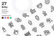 Baby Icons Set - Line, an Outline Icon by Kmg Design (Thumbnail 1 of 2)
