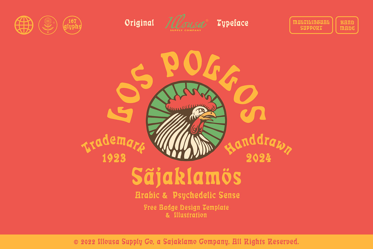 Los Pollos | Vintage Print Font, a Serif Font by Illousa (Photo 1 of 7)