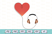 Heart Shaped Headphones Vector, an Object Illustration by Ghagra (Thumbnail 1 of 3)