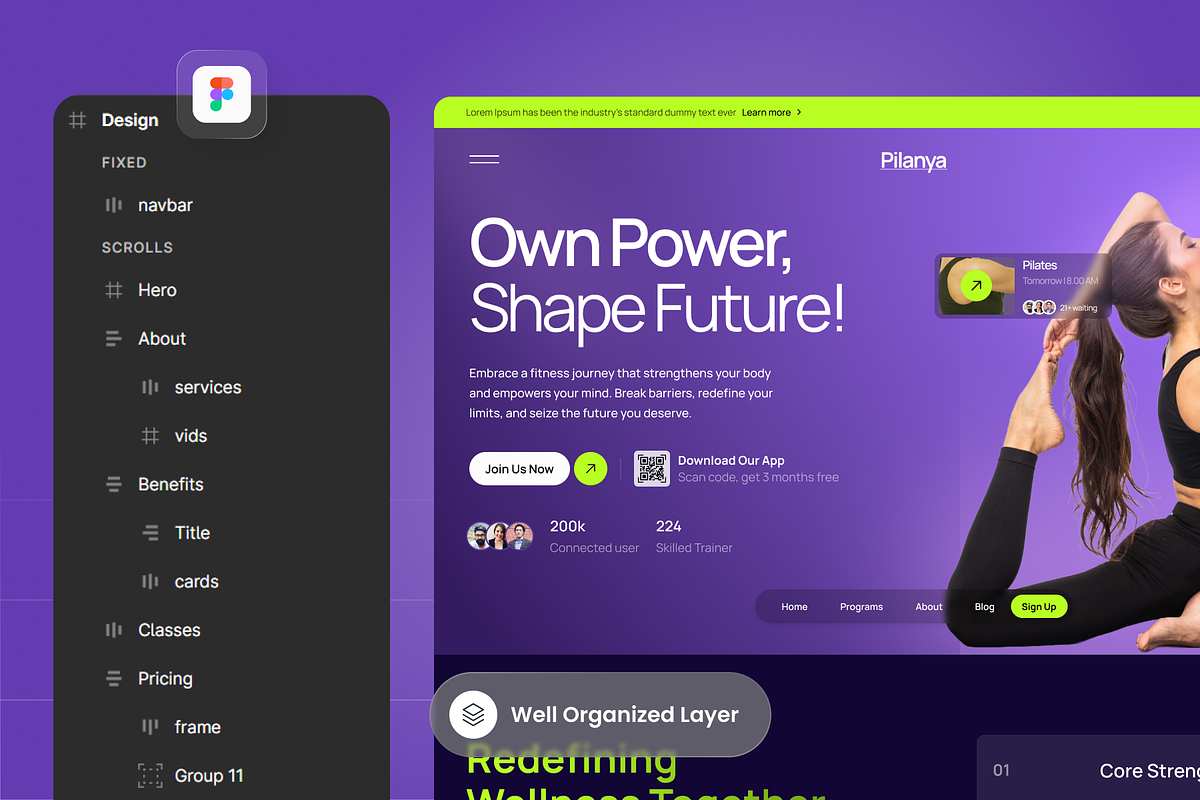 Fitness Pilates Landing Page, a Landing Page Template by SLAB! Design (Photo 4 of 4)