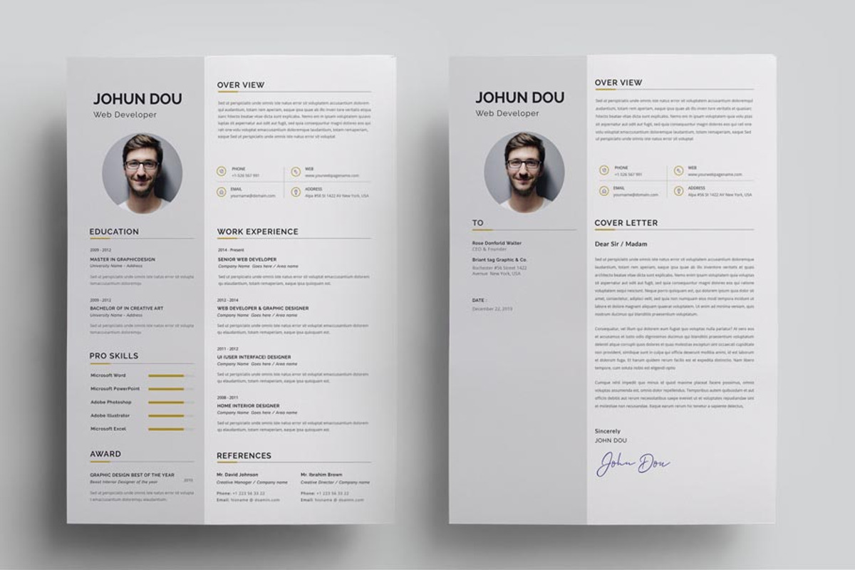 Elegant Resume / CV, a Resume Template by Pxl_graphic (Photo 3 of 6)