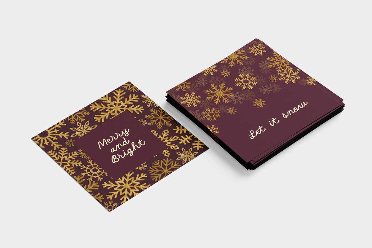 Christmas cards with snow flakes set, a Decorative Illustration by Good Studio (Photo 7 of 14)