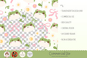 Coquette Frog & Daisy Pattern, a Pattern Graphic by Chonnieartwork (Thumbnail 2 of 5)