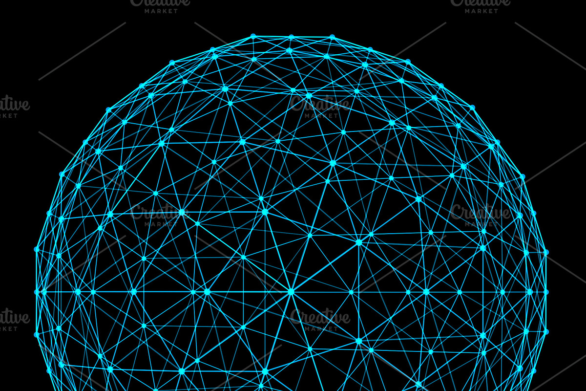 Structure of sphere with network con, a Technology Illustration by Tampatra