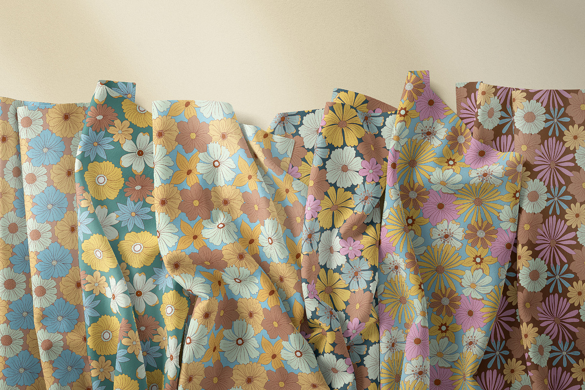Wild Retro Floral Seamless Patterns, a Pattern Graphic by Tiger and Flower (Photo 8 of 20)