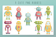 CUTE ROBOTS hand drawn clipart set, an Animal Illustration by Alina Mubarak (Thumbnail 2 of 11)