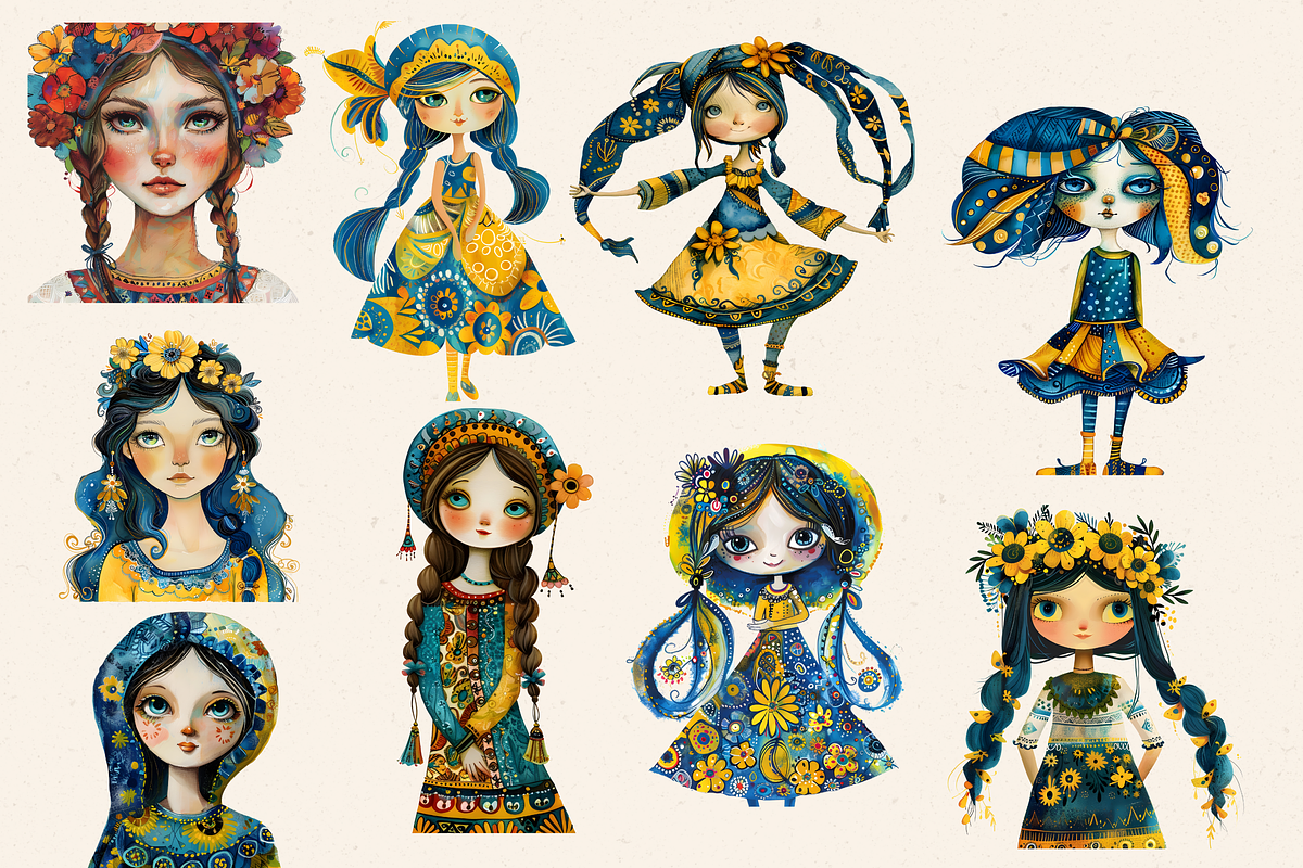 WHIMSICAL UKRAINIAN GIRL CLIPART, a Person Illustration by Daring Digies (Photo 3 of 10)