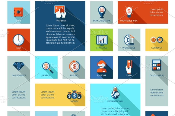 Flat Finance And Business Icons