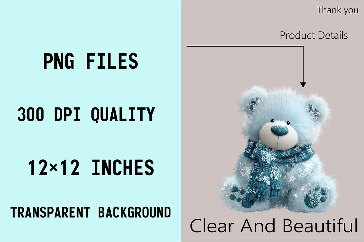 Whimsical Christmas Icy Blue Teddy B, an Illustration by SVGArt (Photo 3 of 8)