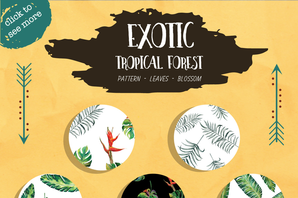 Tropical Leaves Watercolor, a Pattern Graphic by Planolla (Photo 3 of 5)