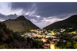 Night view of The Bottom in Saba, an Architecture Photo by Leonid Andronov