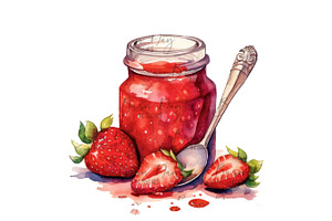 Watercolor Flavorful Strawberries