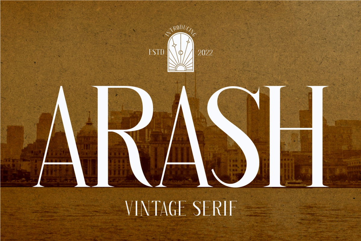 Arash - Vintage Serif Font, a Serif Font by PutraCetol Studio (Photo 1 of 9)
