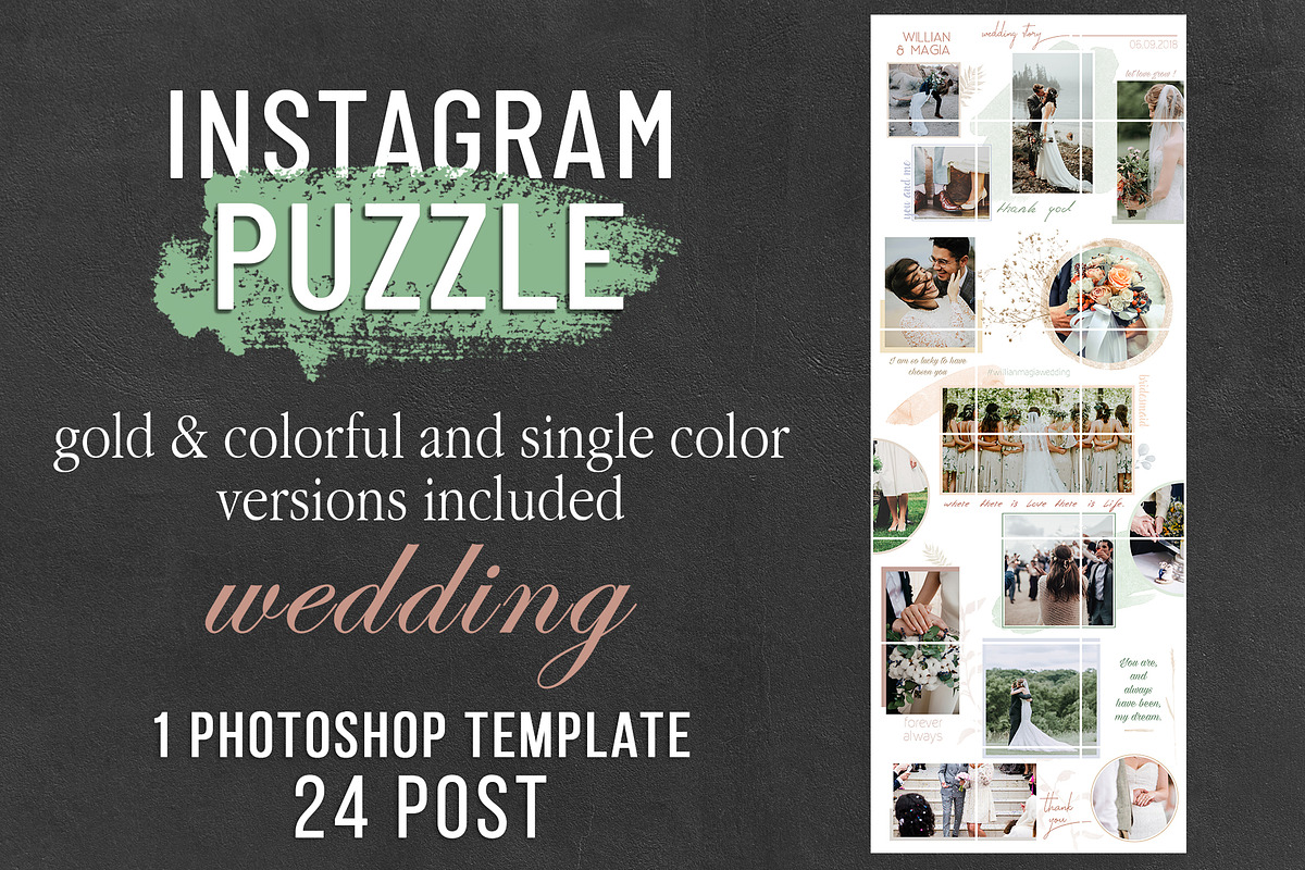 Instagram Puzzle Template - Wedding, a Social Media Template by illycreative (Photo 1 of 9)