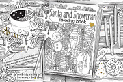 Santa and Snowman. Coloring book, an Illustration by ImHope (Thumbnail 1 of 8)