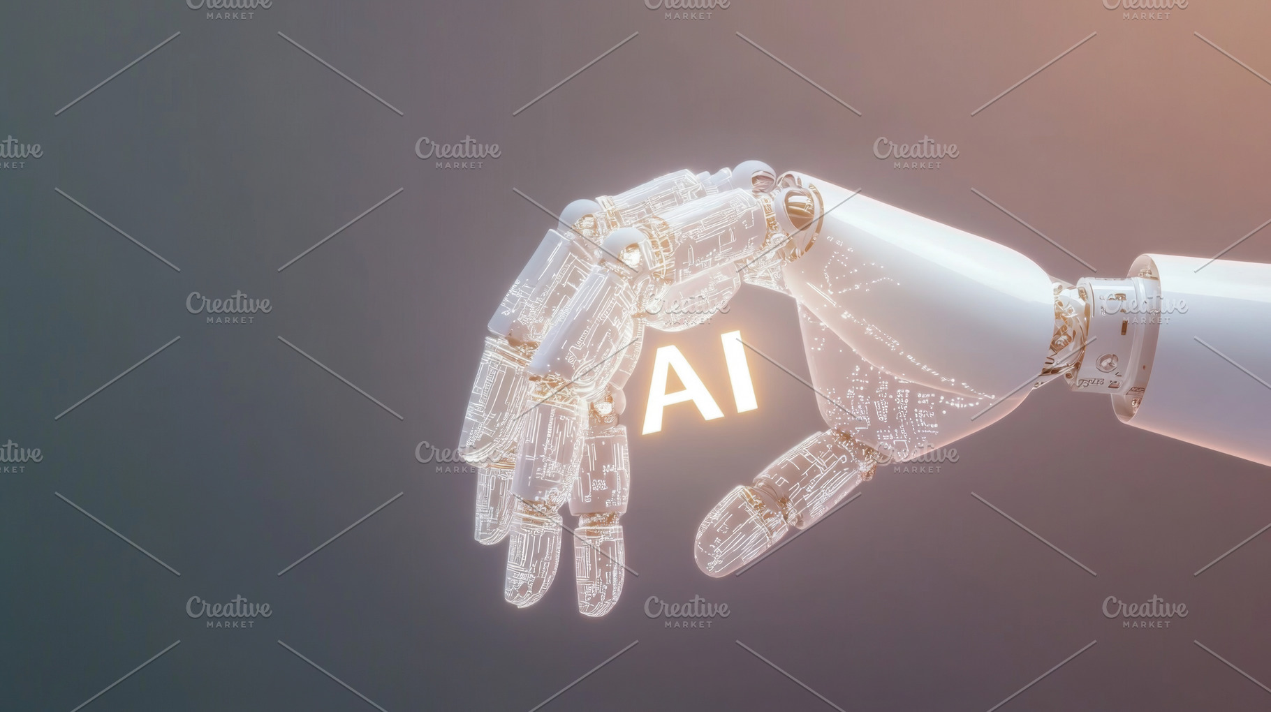 Robotic hands hold glowing AI letters, showcasing future technol, a Photo by Dvoevnore photos