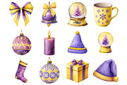 Purple and Yellow Christmas, a Graphic by CitraGraphics (Thumbnail 3 of 4)