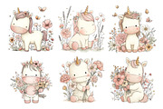 Cute Unicorn Floral Clipart, an Animal Illustration by Creative Art (Thumbnail 7 of 7)