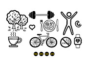 Healthy Lifestyle Icon Set, an Illustration by designvectx (Thumbnail 3 of 3)