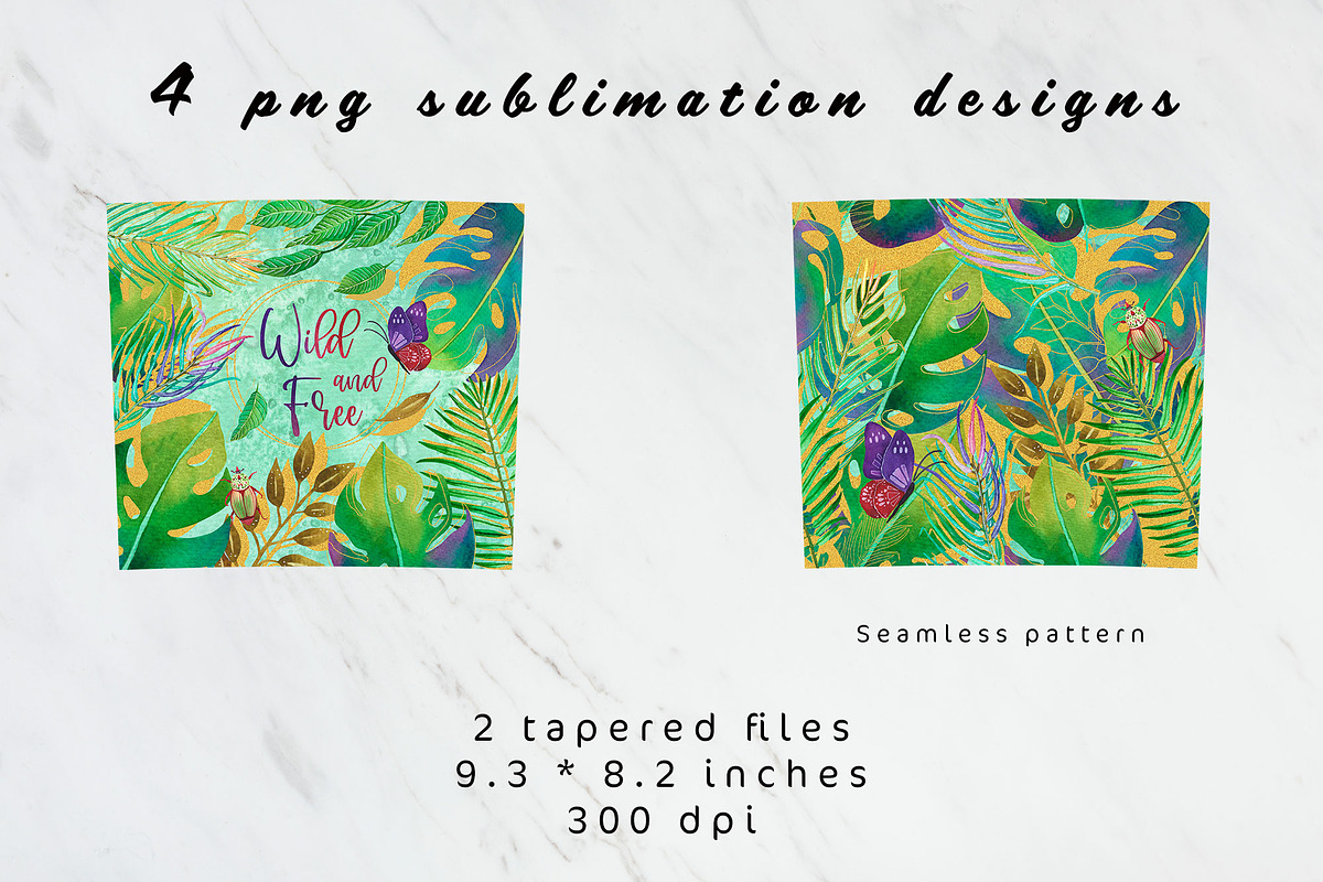 Tropical leaves sublimation tumbler, an Object Graphic by AnastasiaWatercolor (Photo 4 of 4)