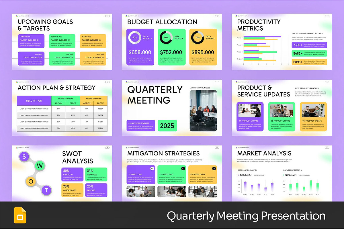 Quarterly Meeting GSlides, PPoint, a Presentation Template by Fit-tee (Photo 1 of 4)