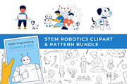 STEM Robotics Clipart & Pattern, a Technology Illustration by VasilkovS (Thumbnail 1 of 5)