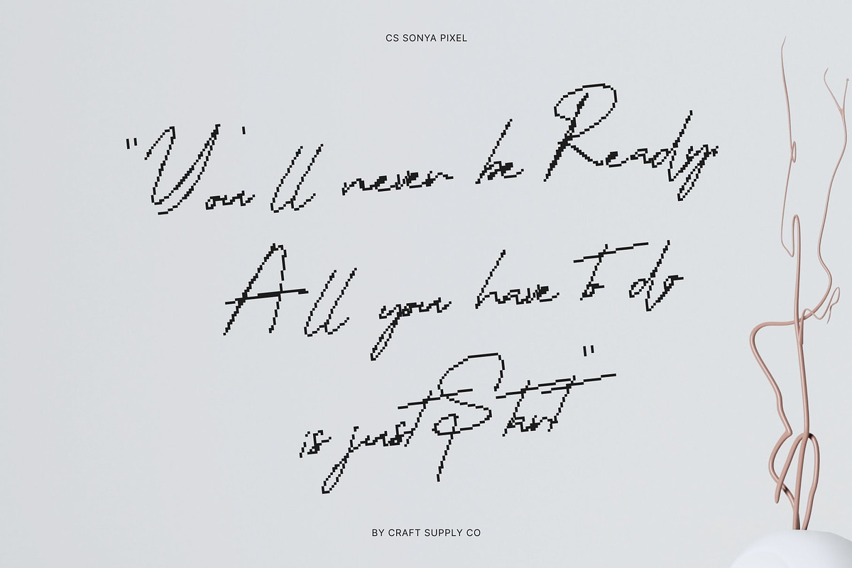 CS Sonya Pixel, a Script Font by Craft Supply Co. (Photo 2 of 8)