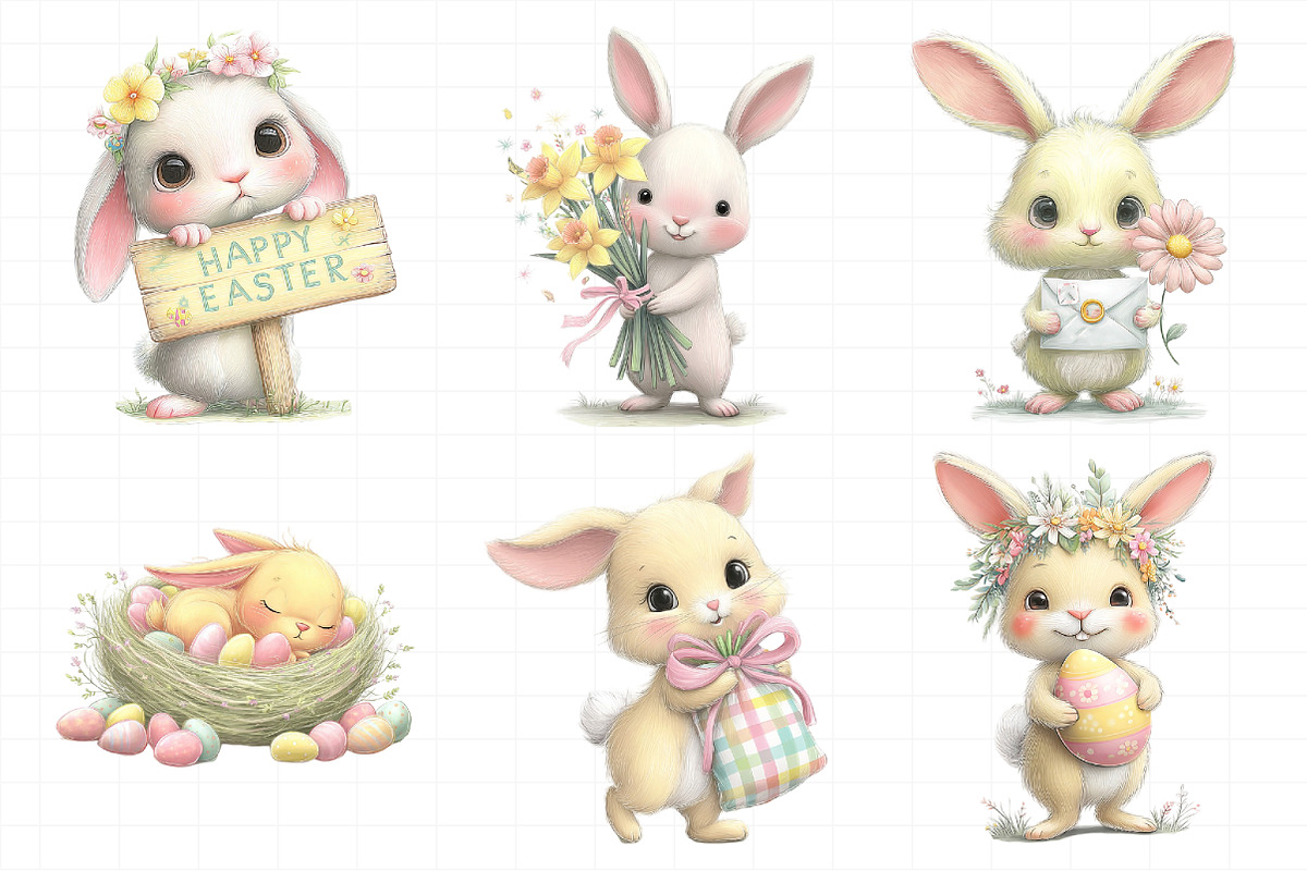 Whimsical Easter Bunny Clipart PNG, an Illustration by Daily.Designs (Photo 4 of 7)