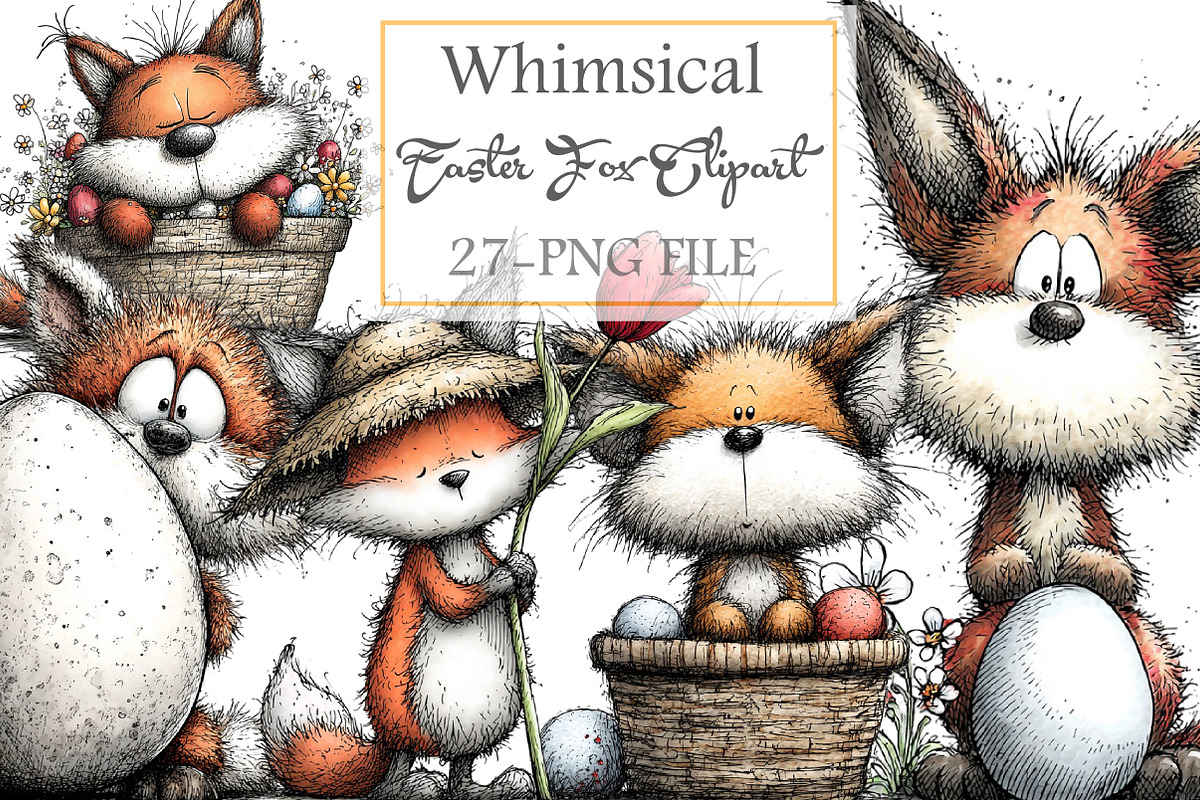 Whimsical Easter Fox Clipart, an Illustration by Libby Wishes (Photo 1 of 7)
